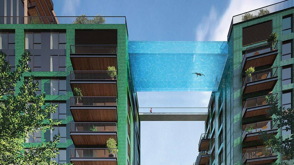 Maak kennis met het eerste zwevende zwembad ter wereld - het 'zweeft' 35 meter boven de grond in Londen