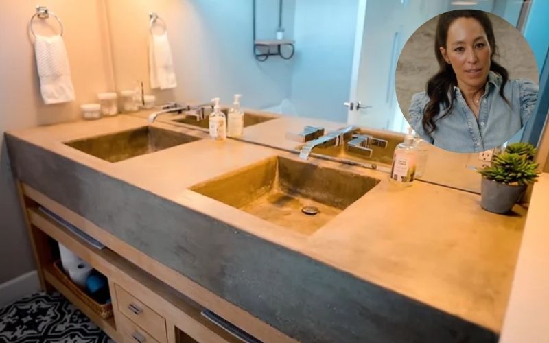 Joanna Gaines revela uma combinação impressionante de armário e bancada para um banheiro estilo spa