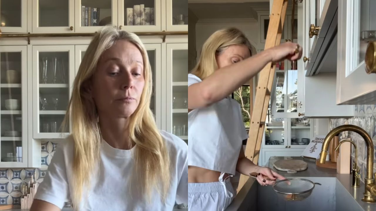 As prateleiras de Gwyneth Paltrow são perfeitas para cozinha pequena