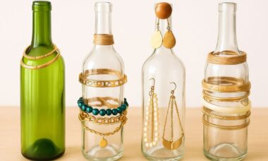 Reutilize garrafas de vinho como uma maneira criativa e sustentável de organizar joias