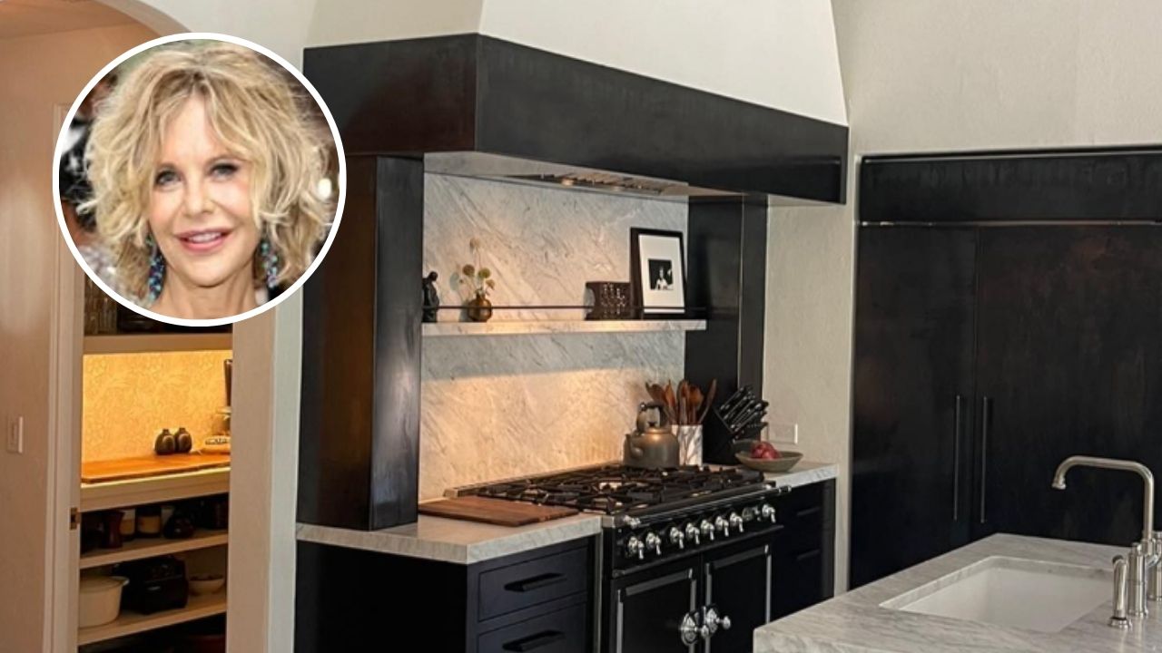 メグ・ライアンのキッチンアイランドはまるで常設のダイニングテーブルのよう – 完璧な多機能デザイン