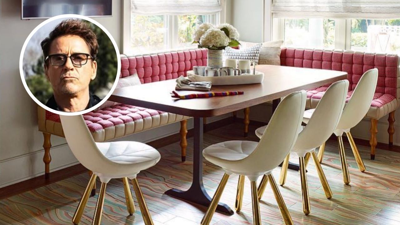 Os assentos de cozinha de Robert Downey Jr. transformam um canto esquecido em um dos espaços mais elegantes e acolhedores da casa moderna