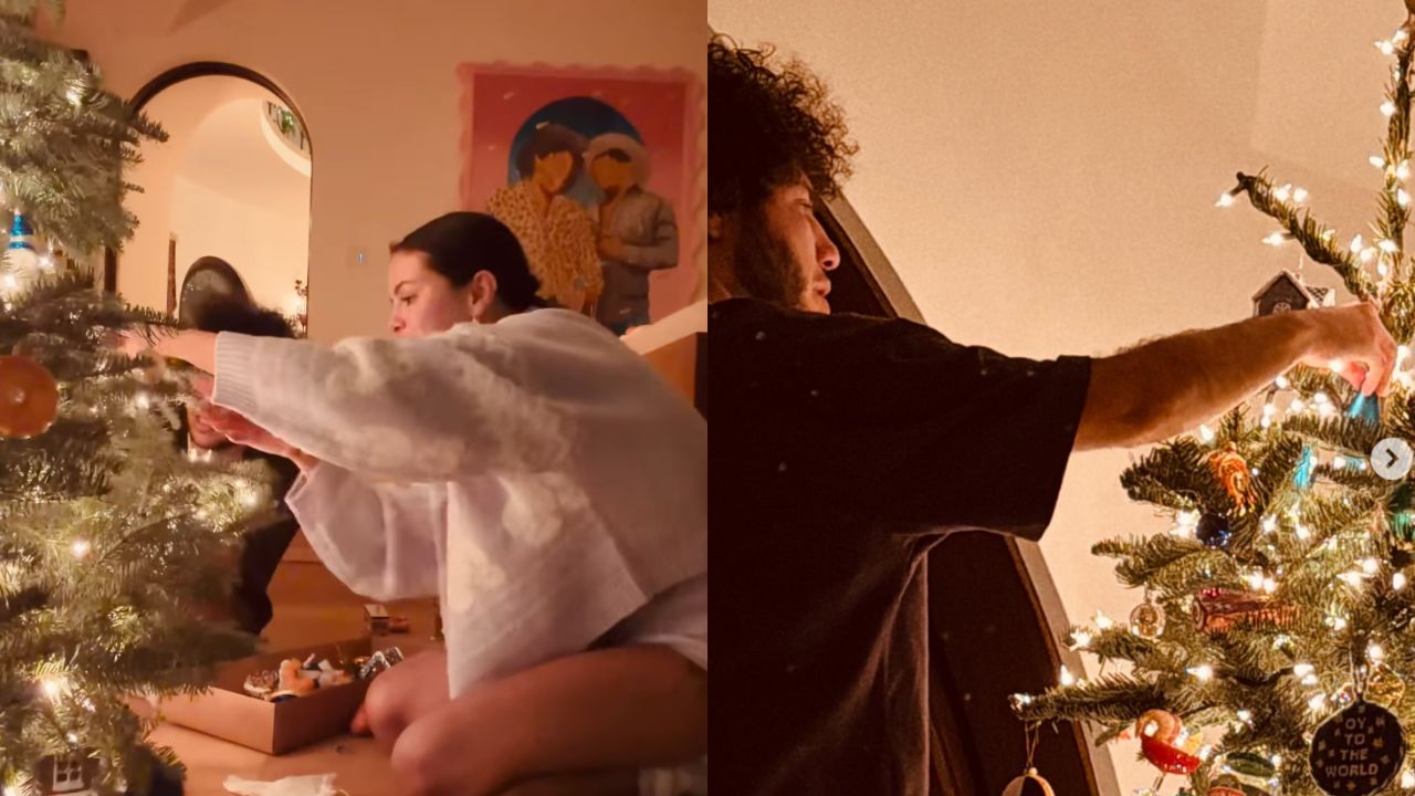 Selena Gomez e Benny Blanco definem tendência ao combinar árvores de Natal divertidas e sofisticadas