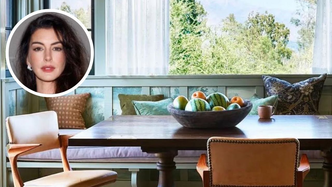 O cantinho de café da manhã de Anne Hathaway prova que tranquilidade e sofisticação podem transformar espaços subutilizados
